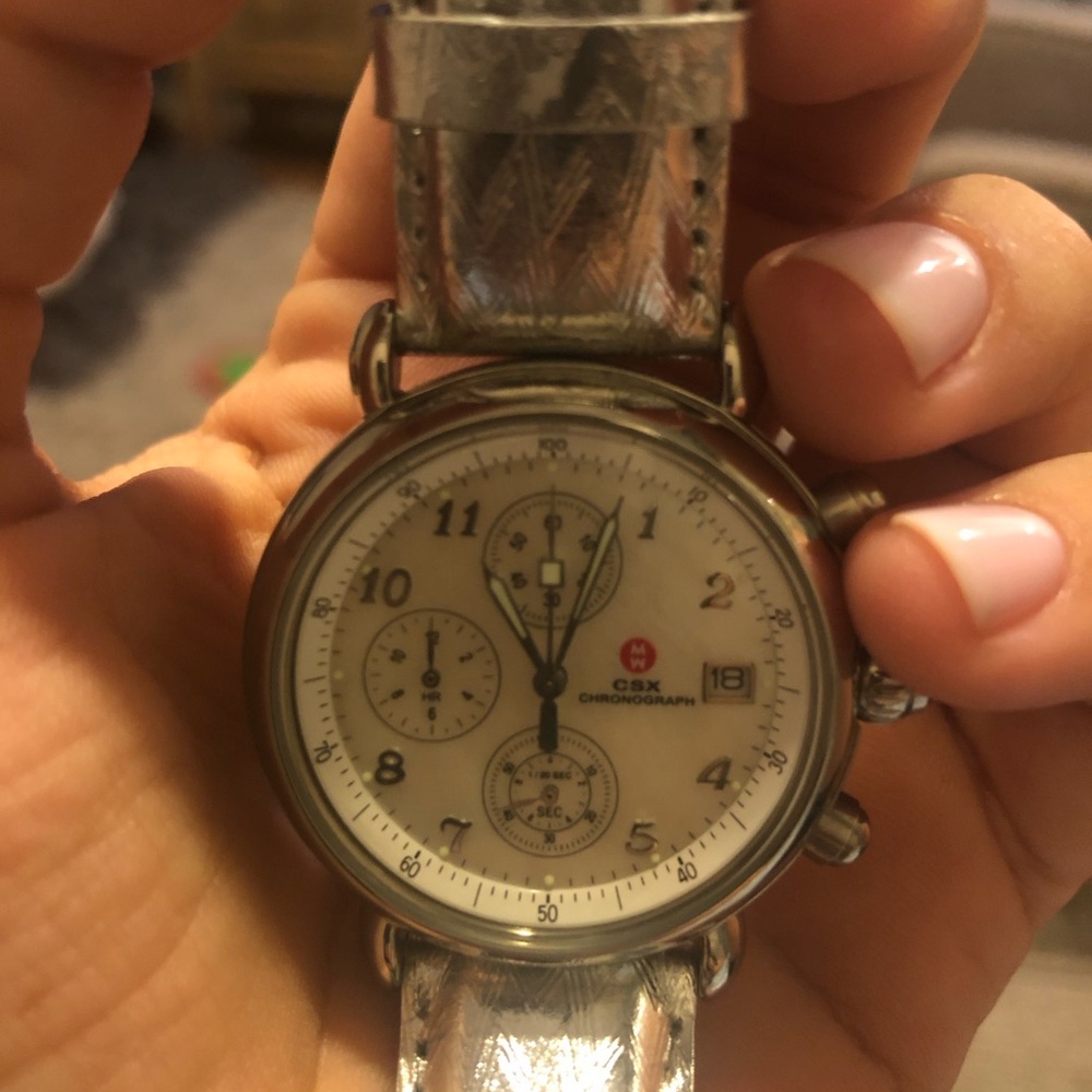Authentic Michele CSX Chronograph White MOP Dial Watch - Picture 4 of 12